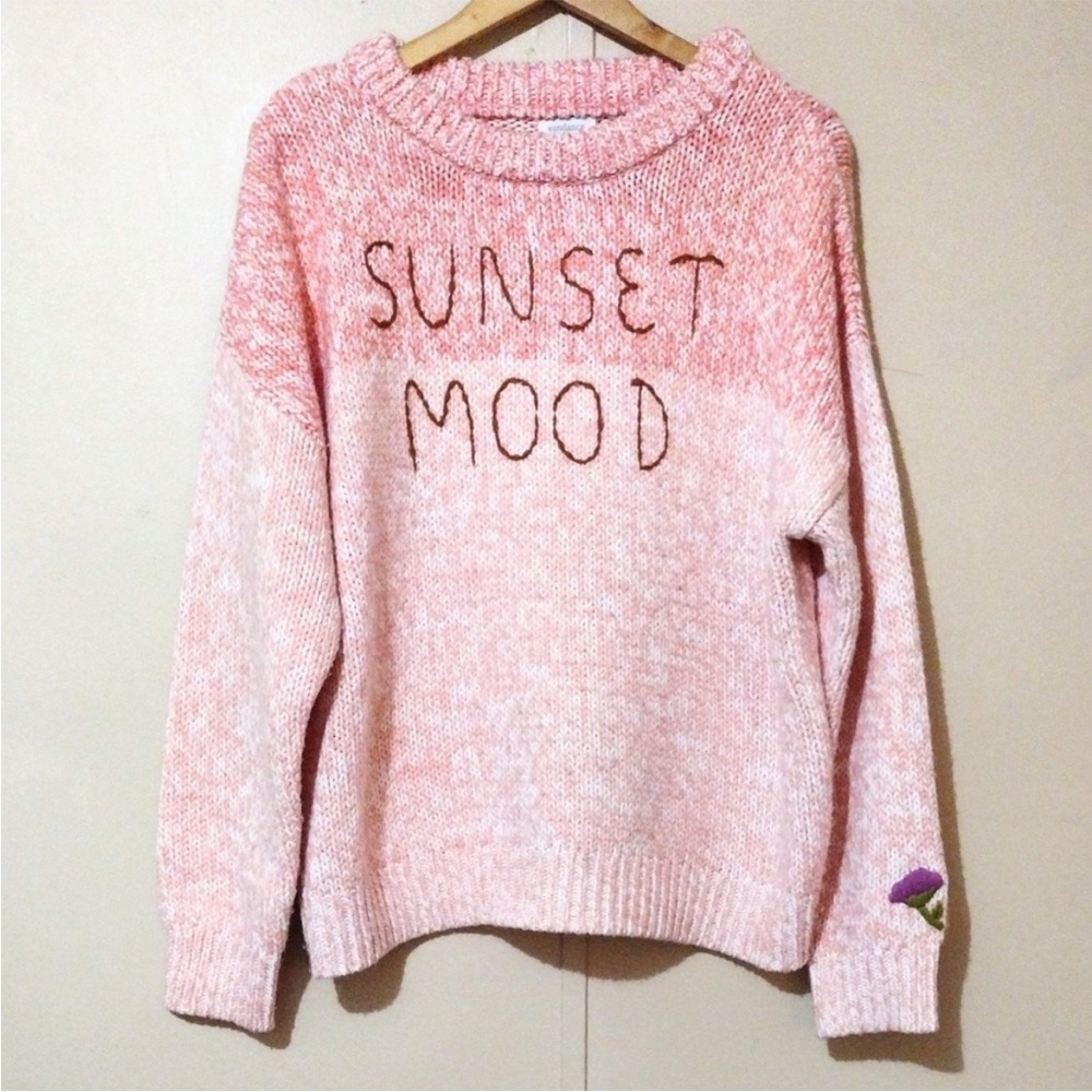 Sundance Hombre Pink Chunky “Sunset Mood” Crew Neck Sweater